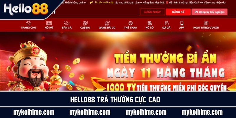 Hello88 có tỷ lệ trả thưởng cực cao